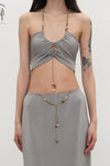 SWAYING 25 Spring/Summer Silk Beaded Halter/Pendant Decorated Long Dress SW-SW25SS1T07C2-HL Top